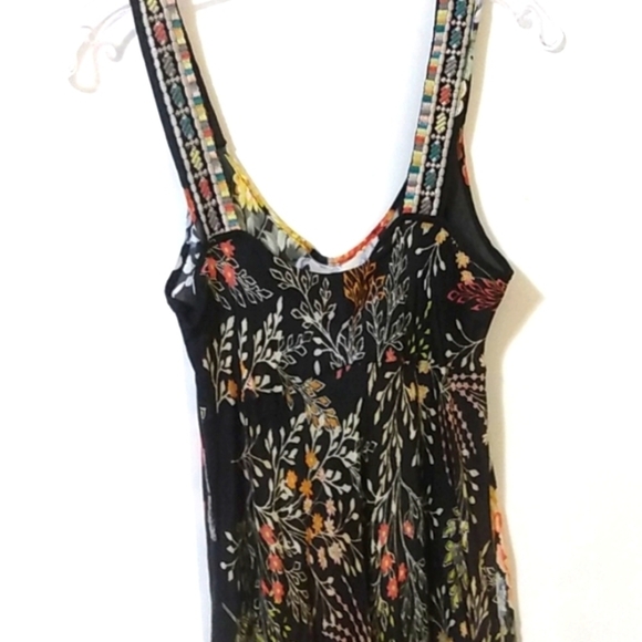 JOHNNY WAS MIXED PRINT BLACK SILK TANK DRESS SIZE SMALL EUC - Picture 11 of 14